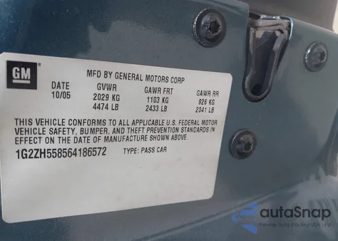 2006 Pontiac G6 Gt from USA, damaged, VIN 1G2ZH558564186572